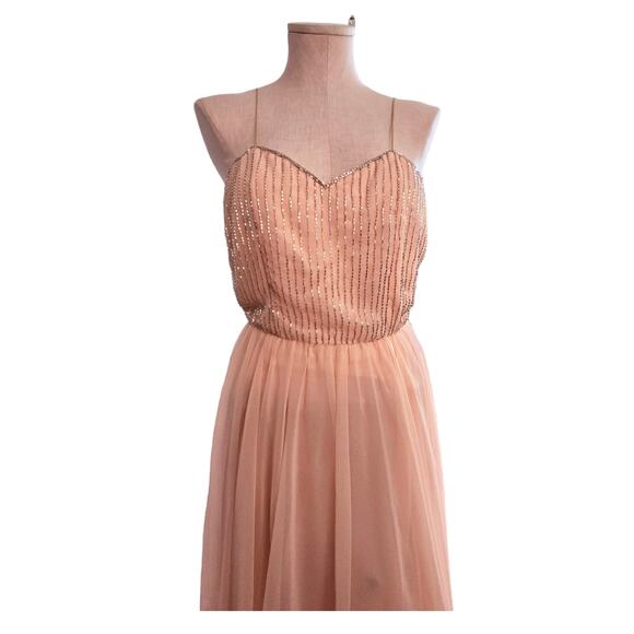 Vintage Victoria Royal Ltd Pink Chiffon Beaded Jacket Princess Prom Dress Size 8 - Picture 5 of 15